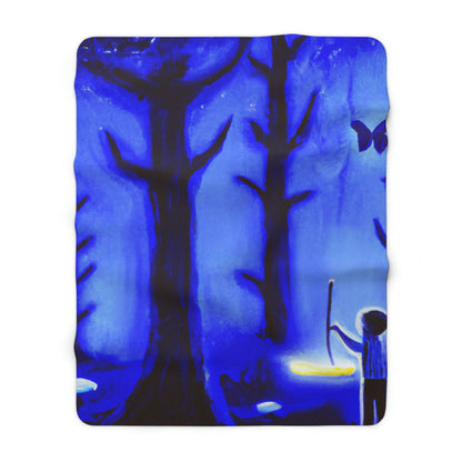 "A Journey Through the Moonlit Forest" - The Alien Sherpa Fleece Blanket