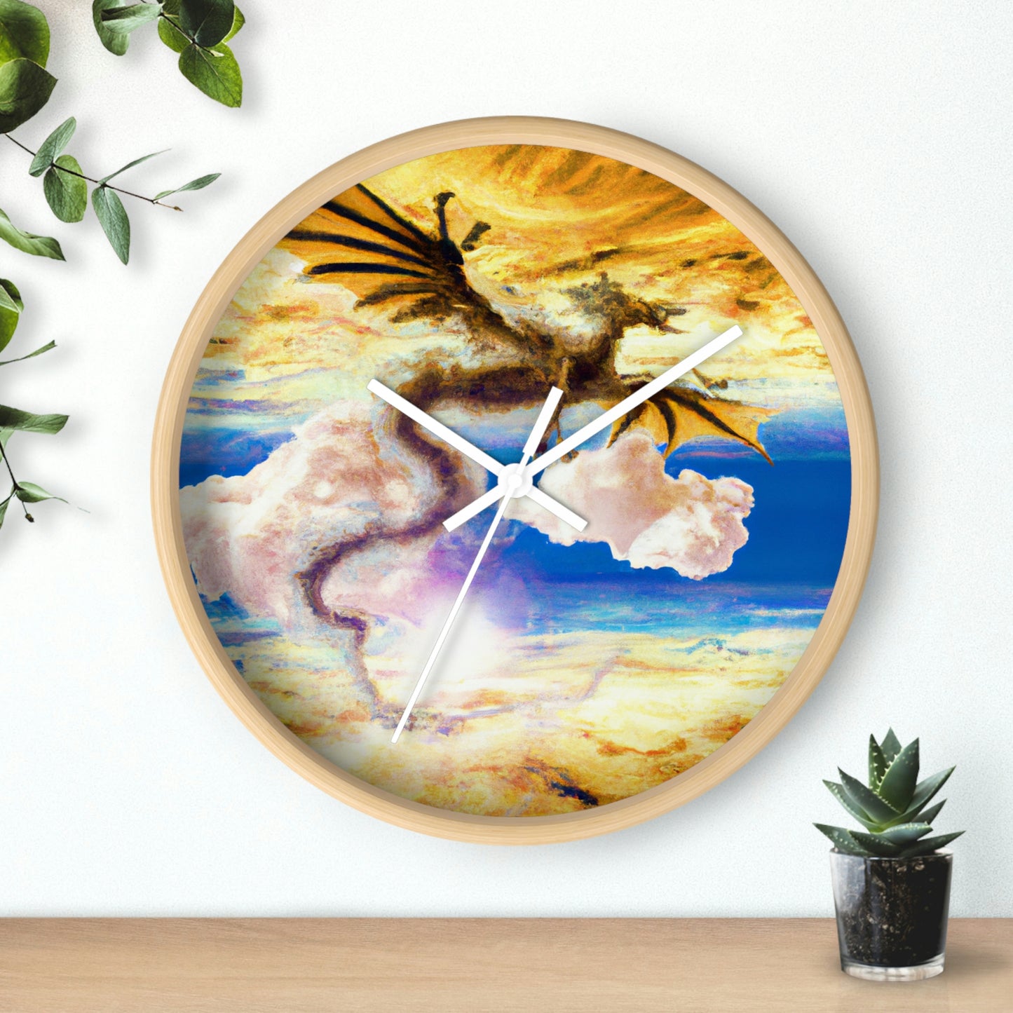 "Un resplandor celestial con un dragón místico" - El reloj de pared alienígena