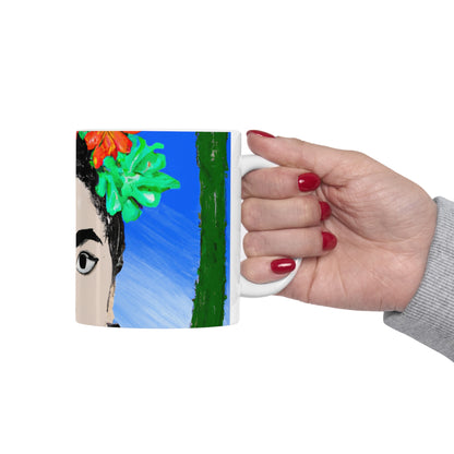 "Frida ardiente: pintando un ícono mexicano con cultura colorida" - Taza de cerámica The Alien 11 oz