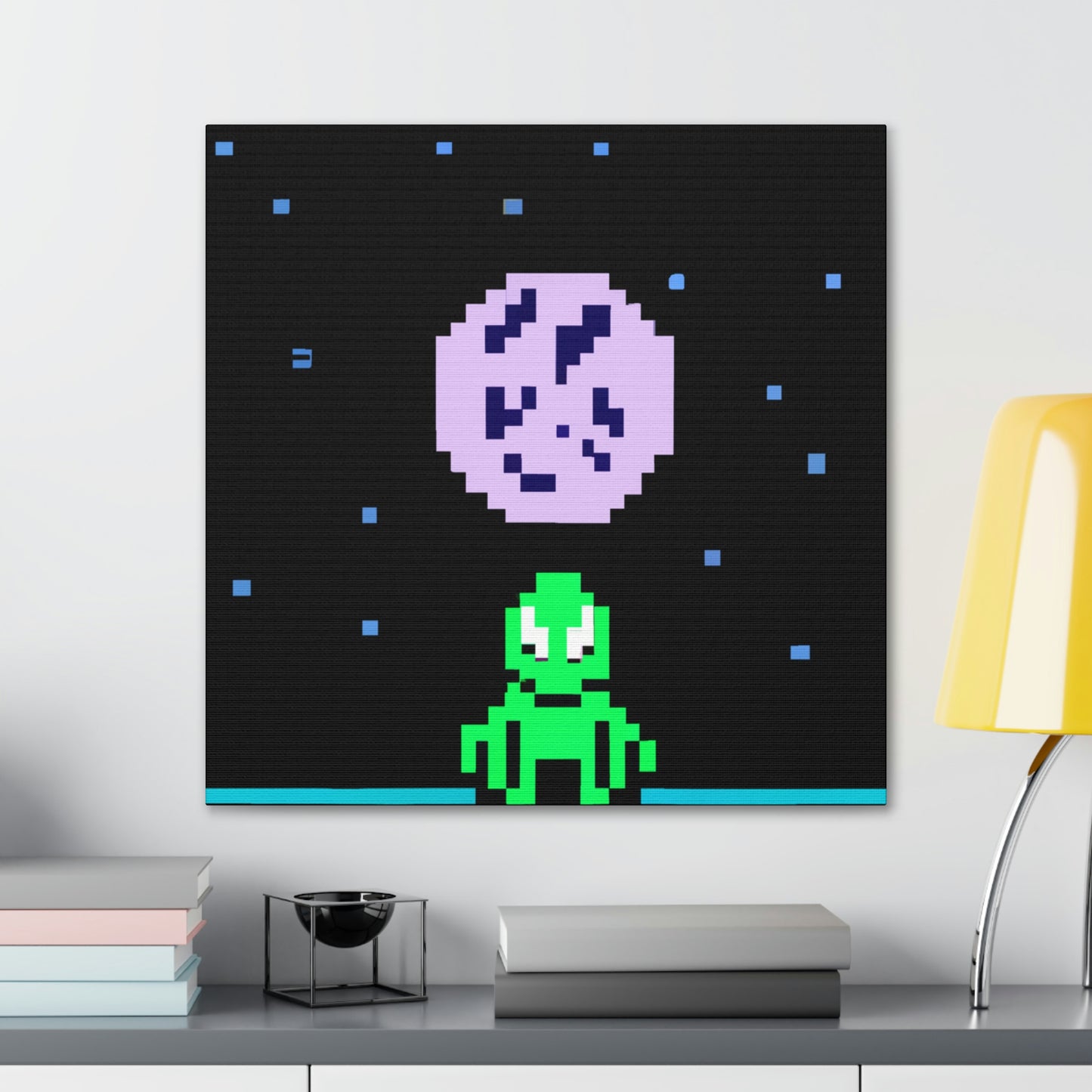 "Lonely Witness of the Night Sky" - The Alien Canva Pixel Art