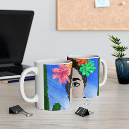 "Frida ardiente: pintando un ícono mexicano con cultura colorida" - Taza de cerámica The Alien 11 oz