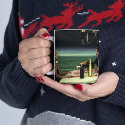 "A Beacon of Romance: An Intimate Candlelight Dinner in a Forgotten Lighthouse" - The Alien Ceramic Mug 11 oz