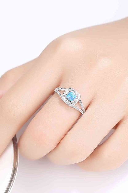 Opal 925 Sterling Silver Split Shank Ring