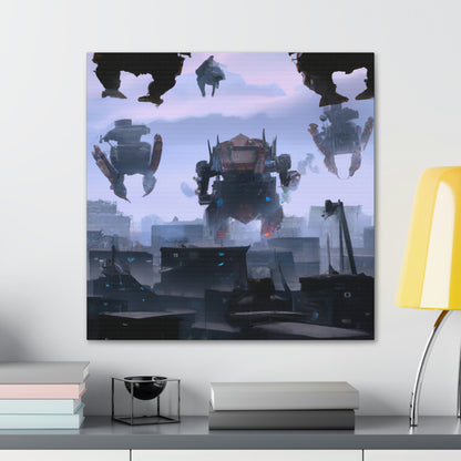 "Mech Mayhem: The Giant Robot City Showdown" - The Alien Canva