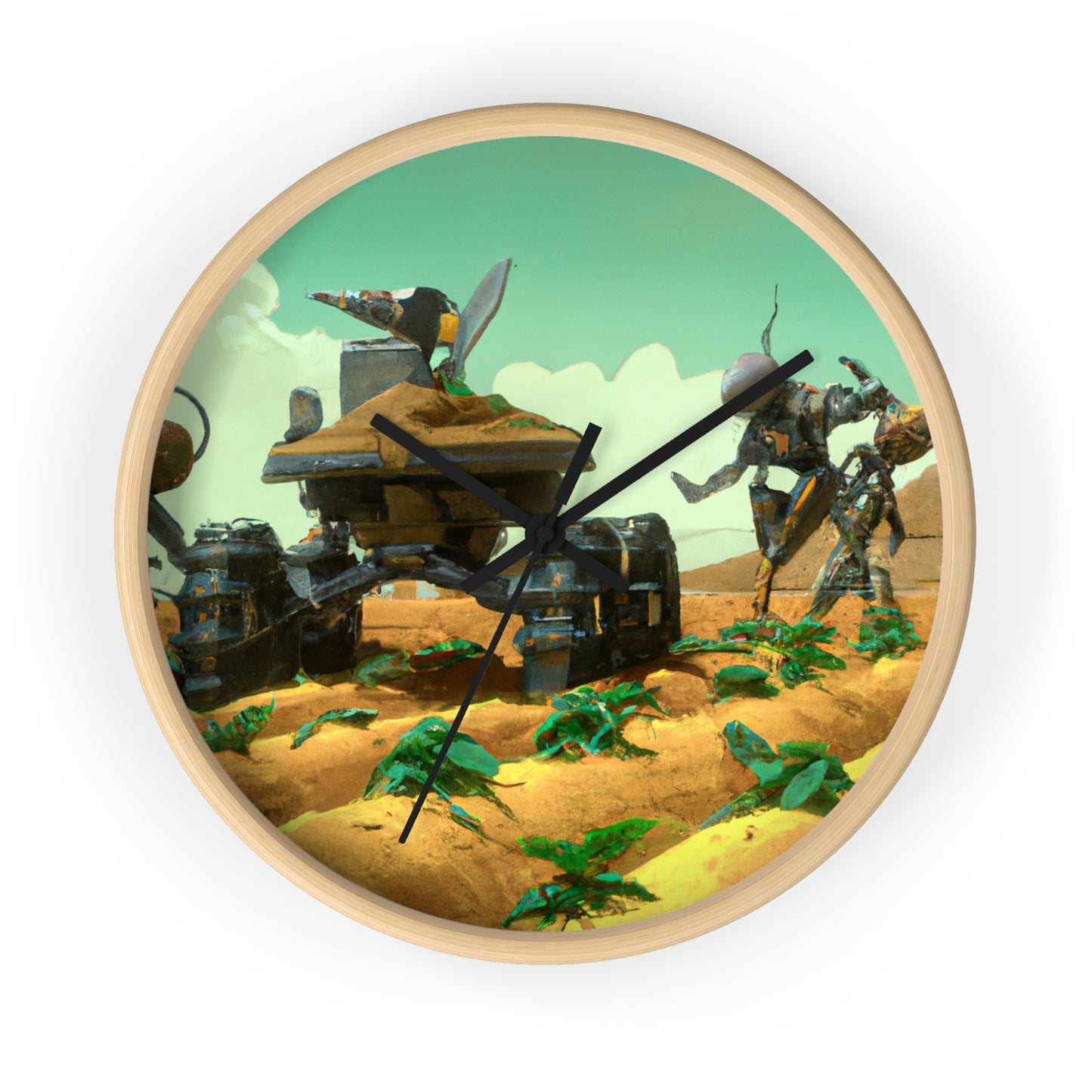 "Harvesting Hope: A Post-Apocalyptic Tale of Robot Farmers" - Die Alien-Wanduhr