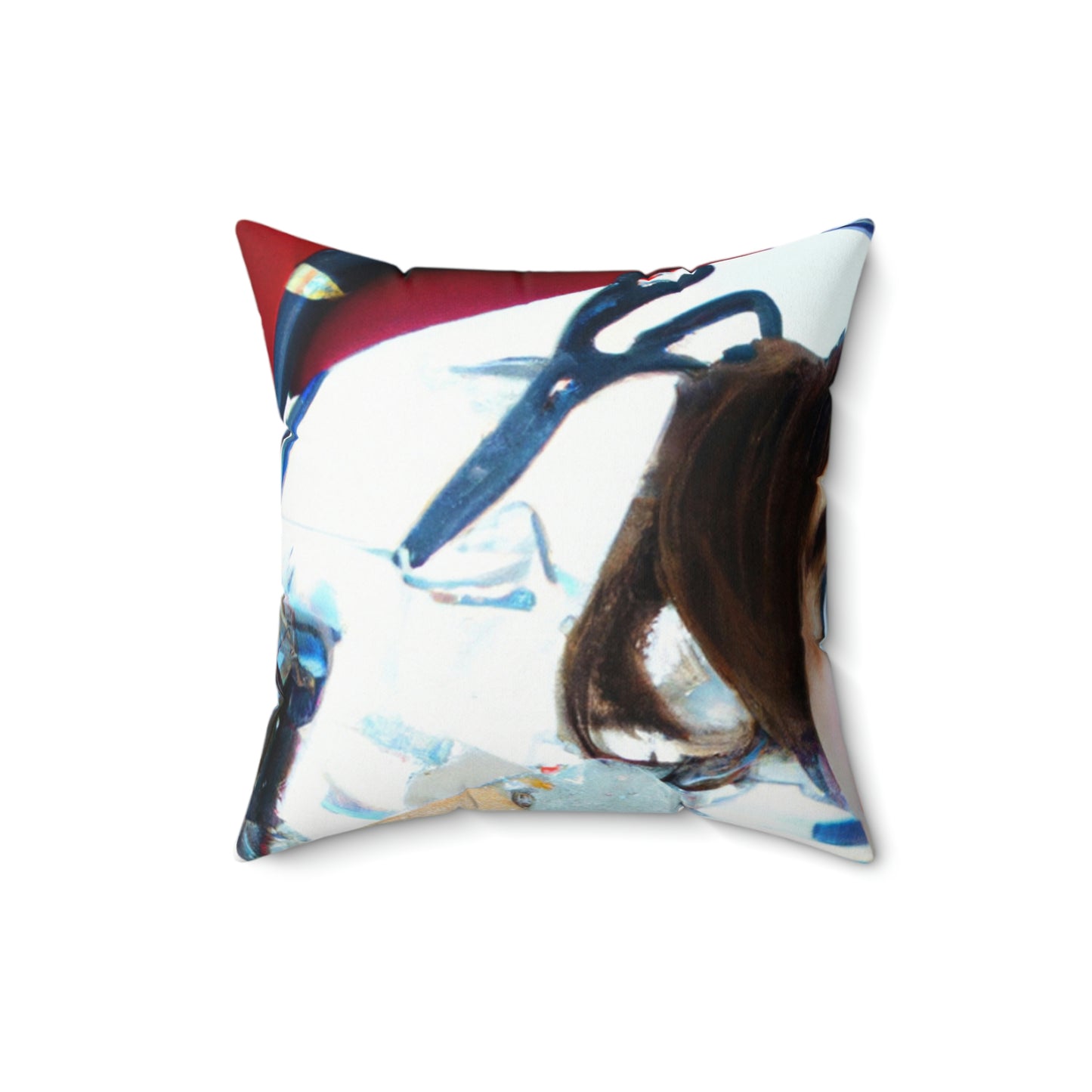 "Found Objects Self-Portrait" - The Alien Square Pillow