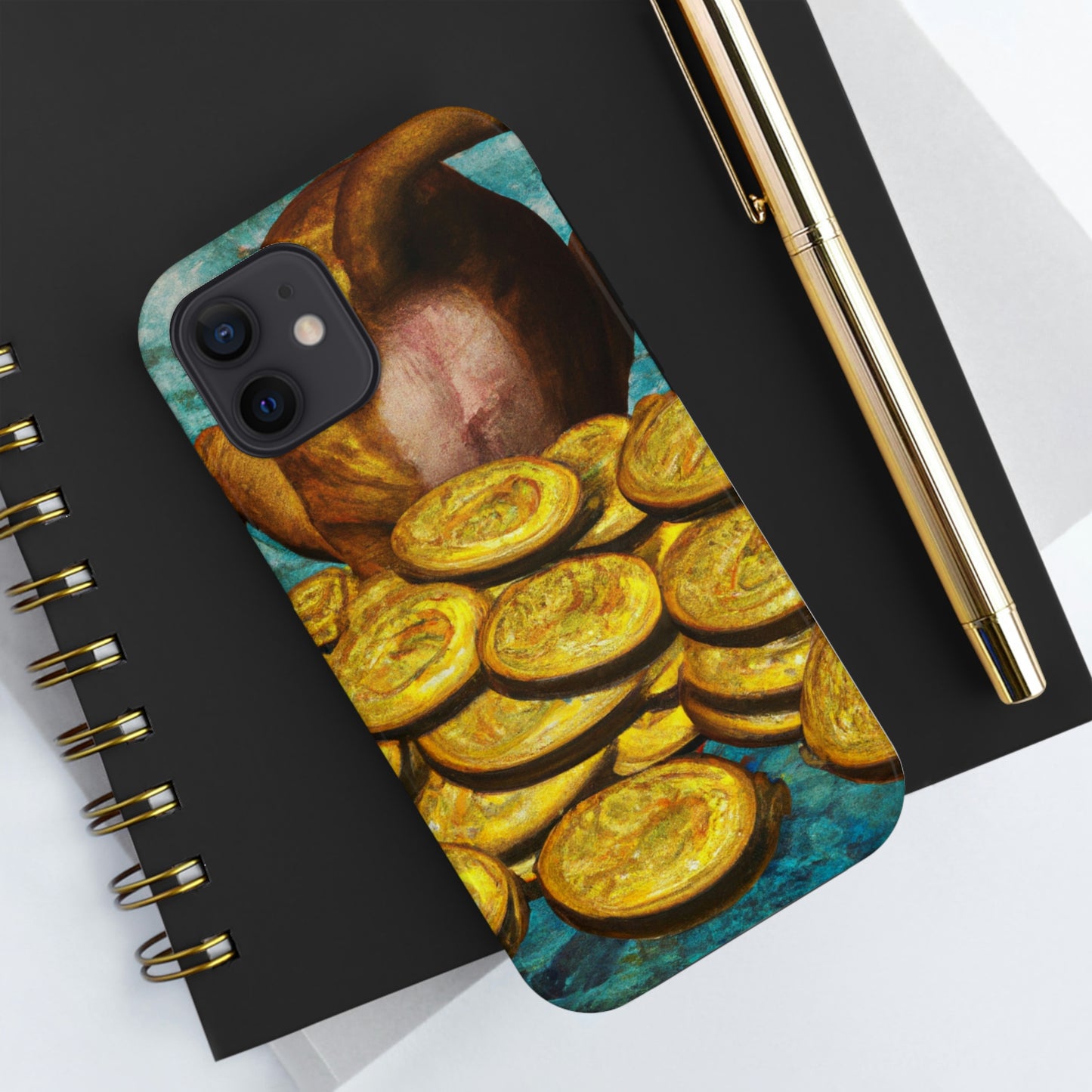 "Feline Fortune in a Foliage of Finances" - Die Alien Tough Phone Cases