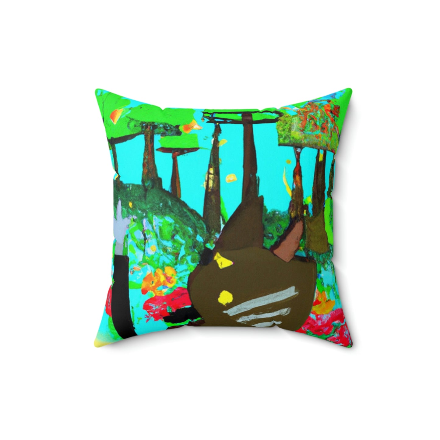 Robo Garden Wars - The Alien Square Pillow