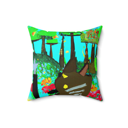 Robo Garden Wars - The Alien Square Pillow