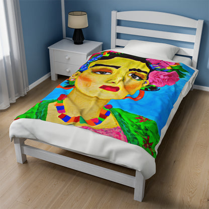 „Heftig und frei: Eine von Frida Kahlo inspirierte Hommage an mexikanische Frauen“ – The Alien Velveteen Plush Blanket