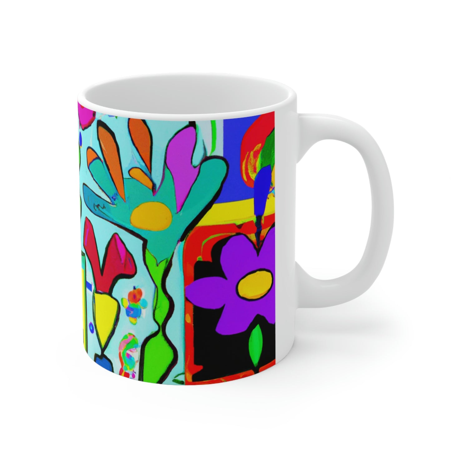 "A Mystical Garden of Rainbow Petals" - Der Alien-Keramikbecher 11 oz