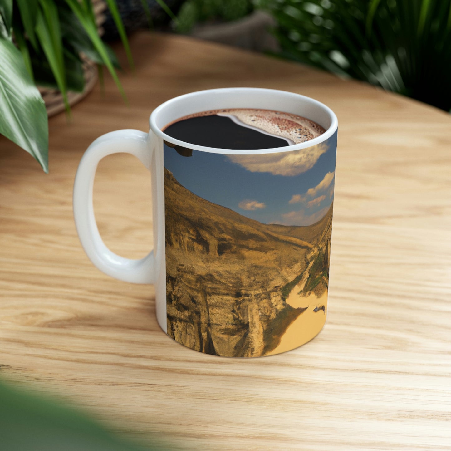 "Feline Flight Over the Grand Gulch" - The Alien Ceramic Mug 11 oz