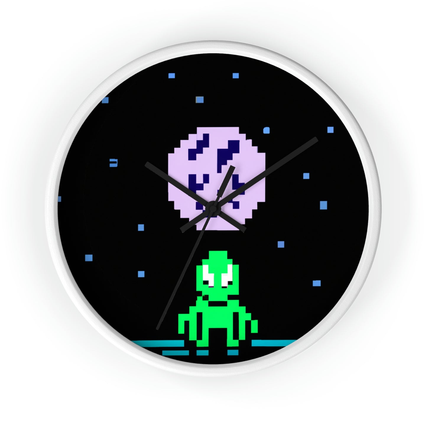 "Lonely Witness of the Night Sky" - The Alien Wall Clock Pixel Art