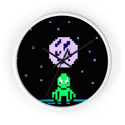 "Lonely Witness of the Night Sky" - The Alien Wall Clock Pixel Art