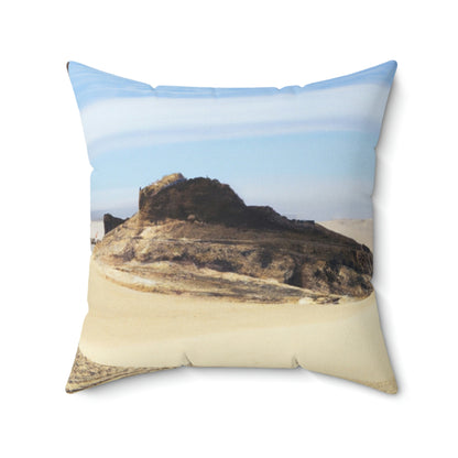 "Lost in the Sands: Discovering the Ancient Temple" - The Alien Square Pillow