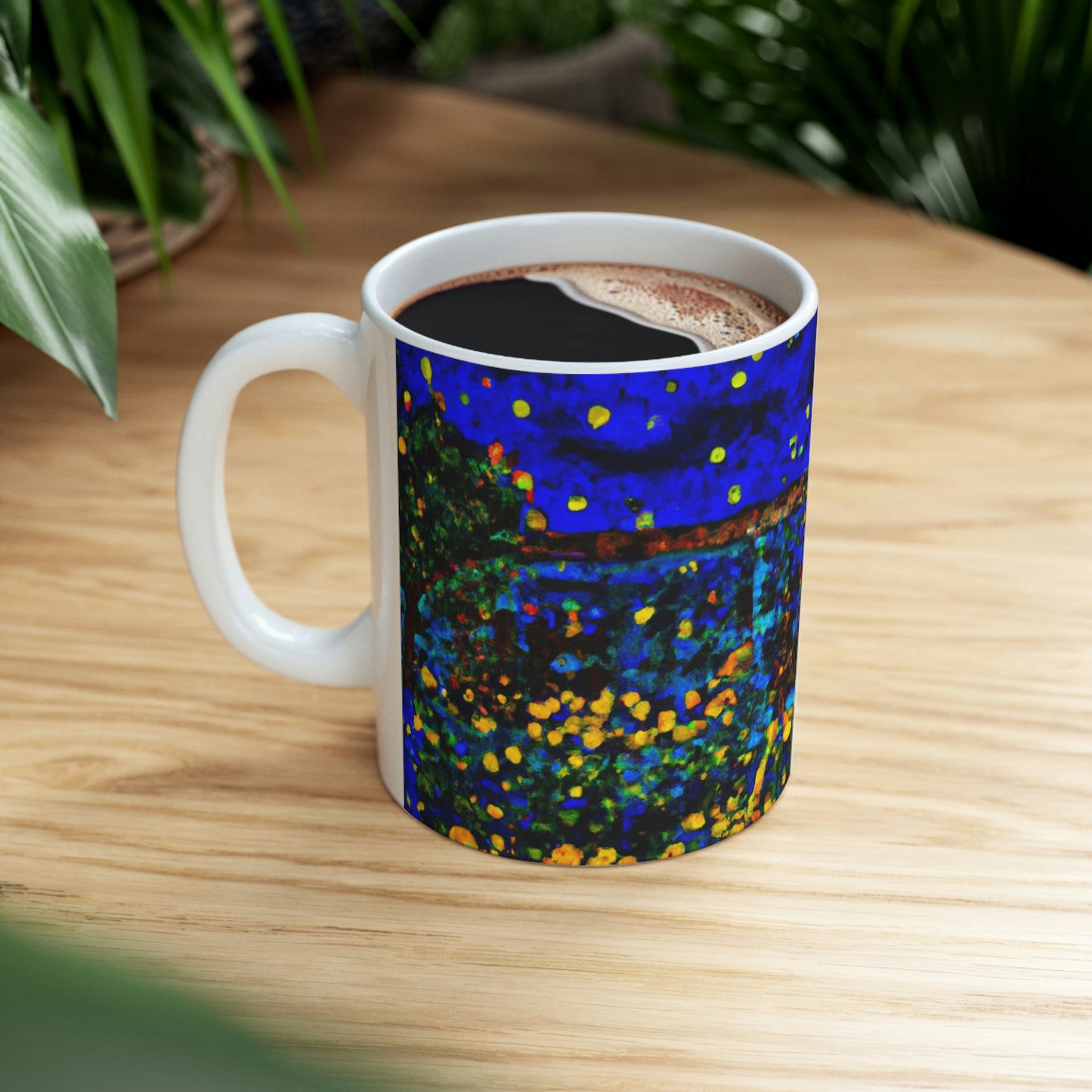 "A Midnight Celebration in Grandma's Garden" - The Alien Ceramic Mug 11 oz