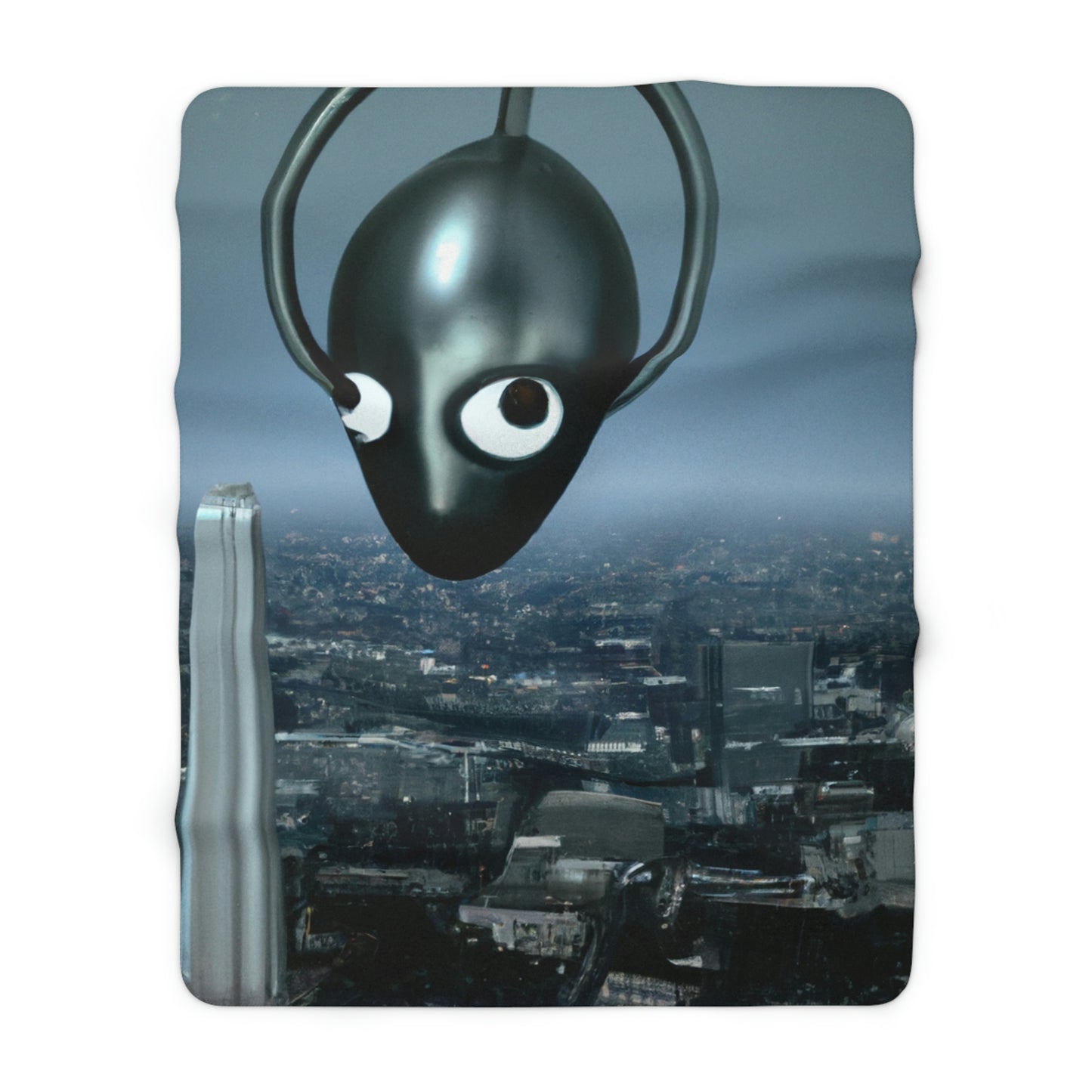 "A Distant Spark: An Alien's Search for Sanctuary in the City." - The Alien Sherpa Fleece Blanket