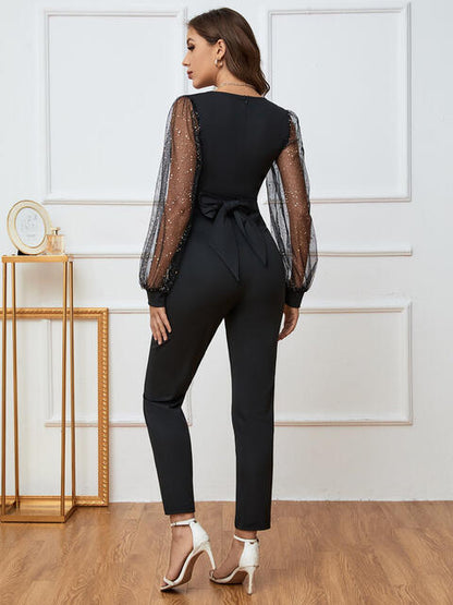 Plunge Long Sleeve Jumpsuit