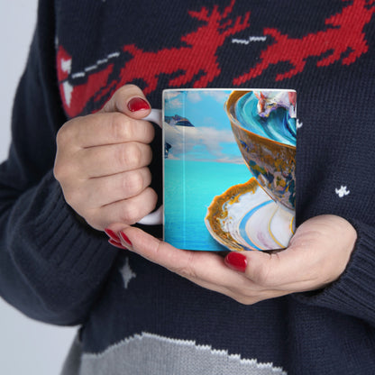 "Adrift in a China Cup: The Story of a Lost Child's Oceanic Adventure" - The Alien Ceramic Mug 11 oz