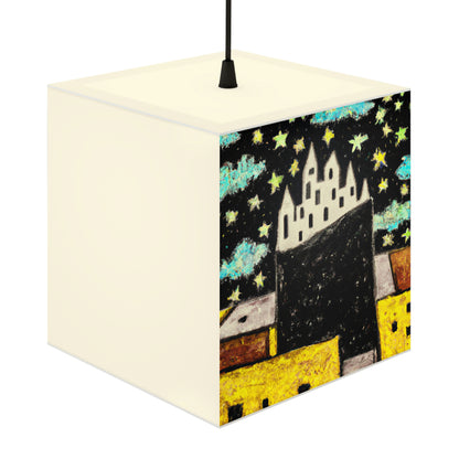 "Cosmic Oasis: A Journey to a Floating City Inmitten the Sea of ​​Stars" - Die Alien Light Cube Lampe