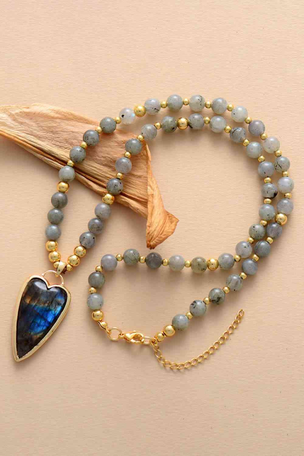 Naturstein-Anhänger-Perlen-Halskette
