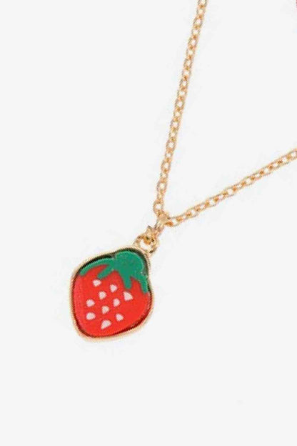 Collar de doble capa con colgante de frutas