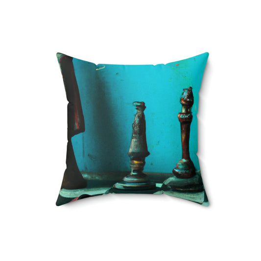 "A Forgotten Chess Set: Ready for a New Match" - The Alien Square Pillow