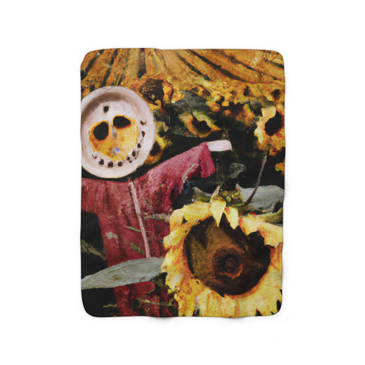 "Lone Sentry of the Sunflower Field" - The Alien Sherpa Fleece Blanket