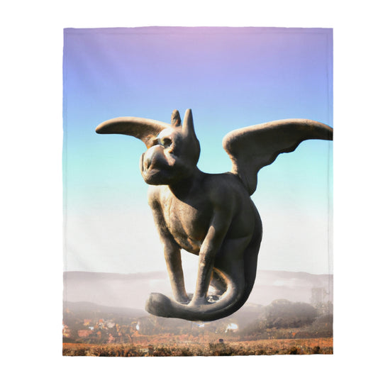 "Alone on the Hilltop: The Tale of a Solitary Gargoyle" - The Alien Velveteen Plush Blanket