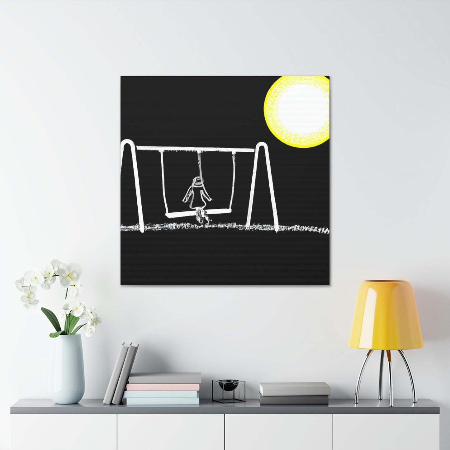 "The Moonlit Swing: A Dream-Like Moment in a Meadow" - The Alien Canva