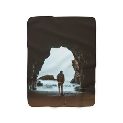 "The Hidden Cave of the Beach" - The Alien Sherpa Fleece Blanket