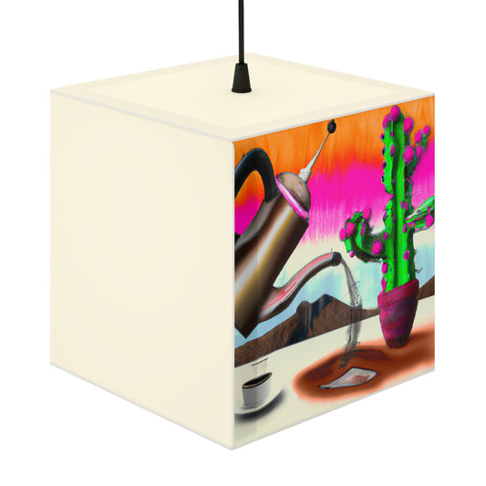 "An Awkward Caffeinated Moment: The Tale of a Bot and a Cactus" - The Alien Light Cube Lamp