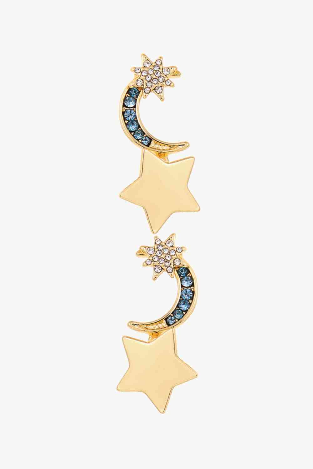 Pendientes colgantes con forma de luna y estrella de diamantes de imitación con incrustaciones de Lasting Wish