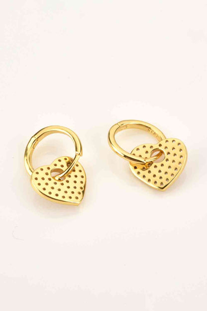 Zircon Heart Drop Huggie Earrings