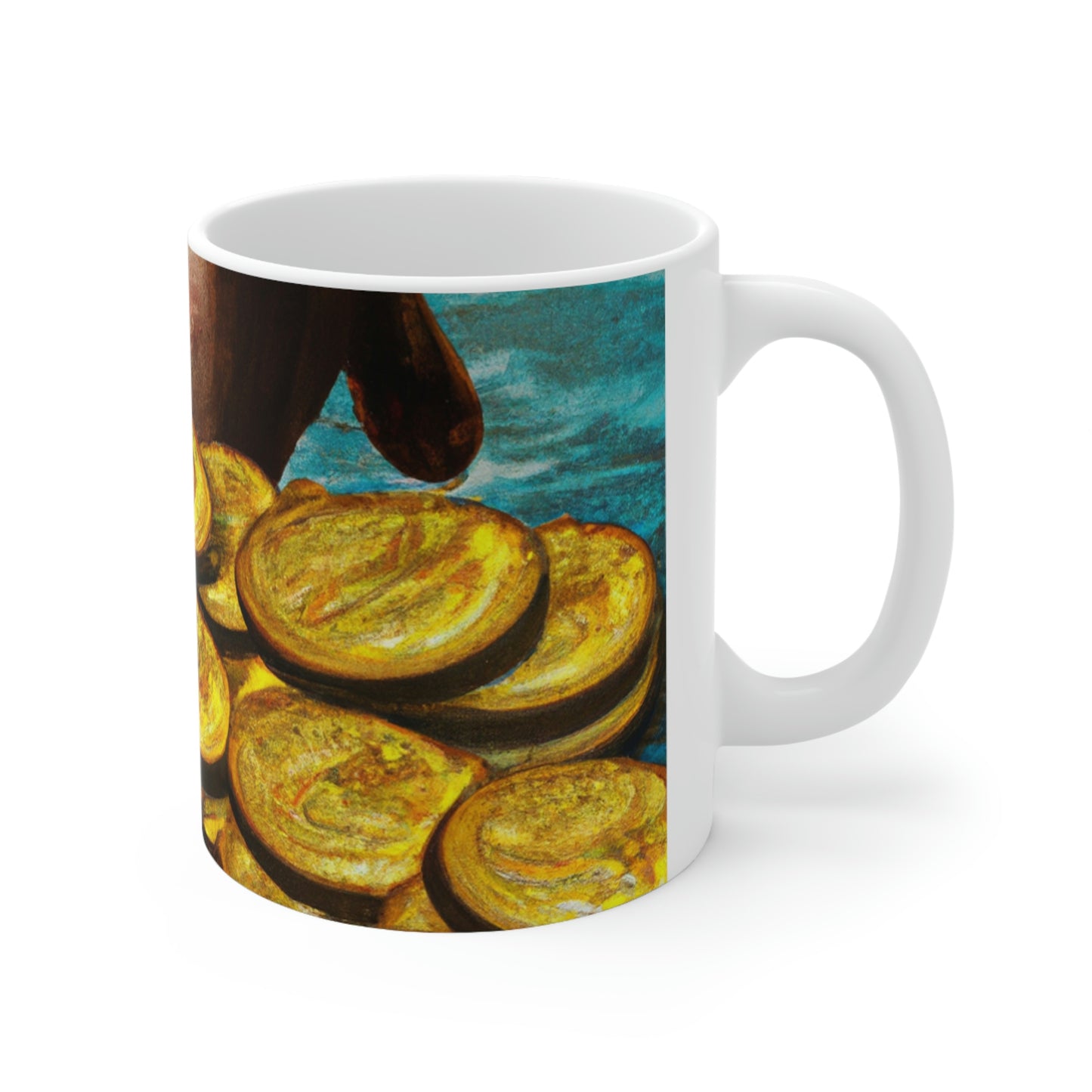 "Feline Fortune in a Foliage of Finances" - The Alien Ceramic Mug 11 oz