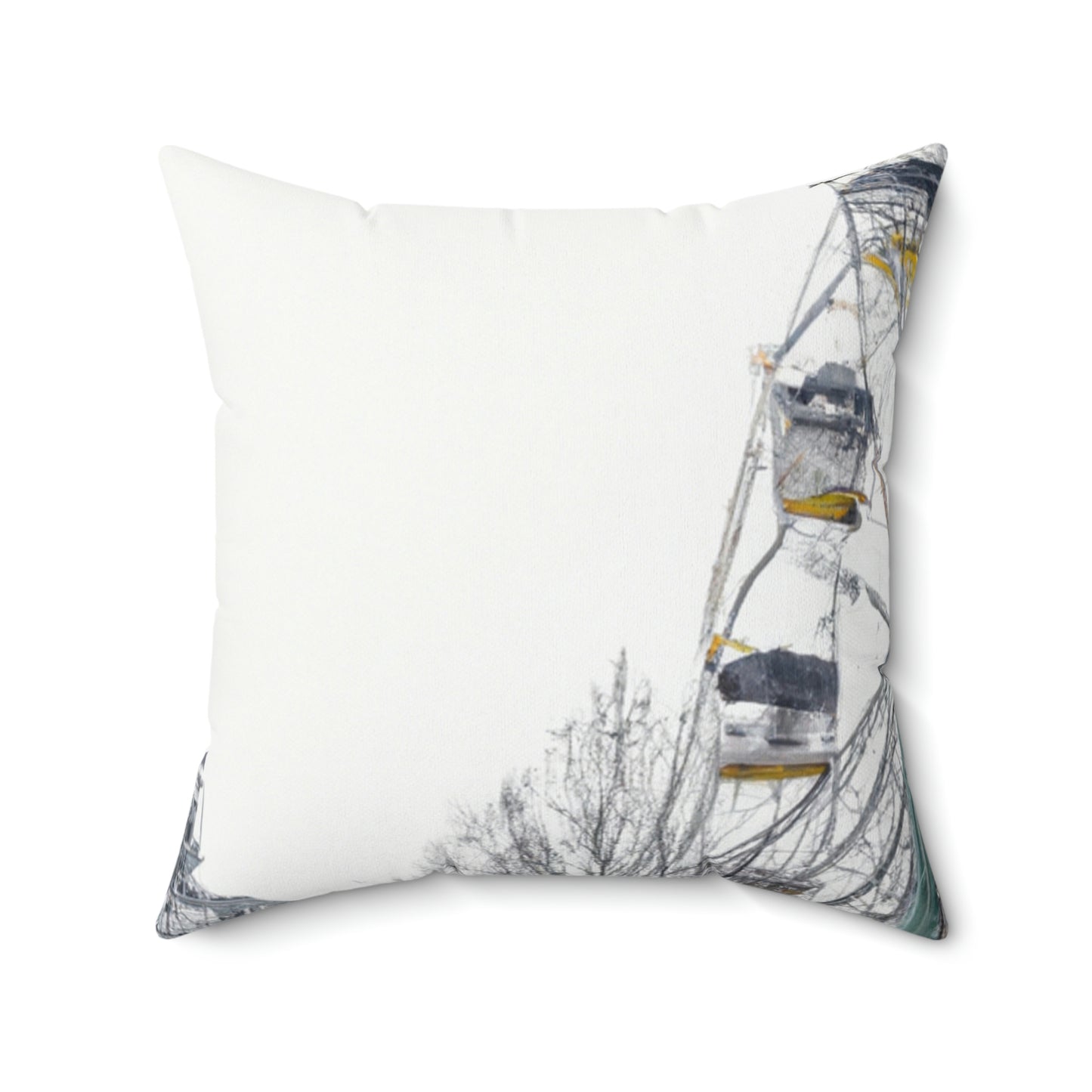 "Lonely Wheel in a Winter Wonderland" - The Alien Square Pillow