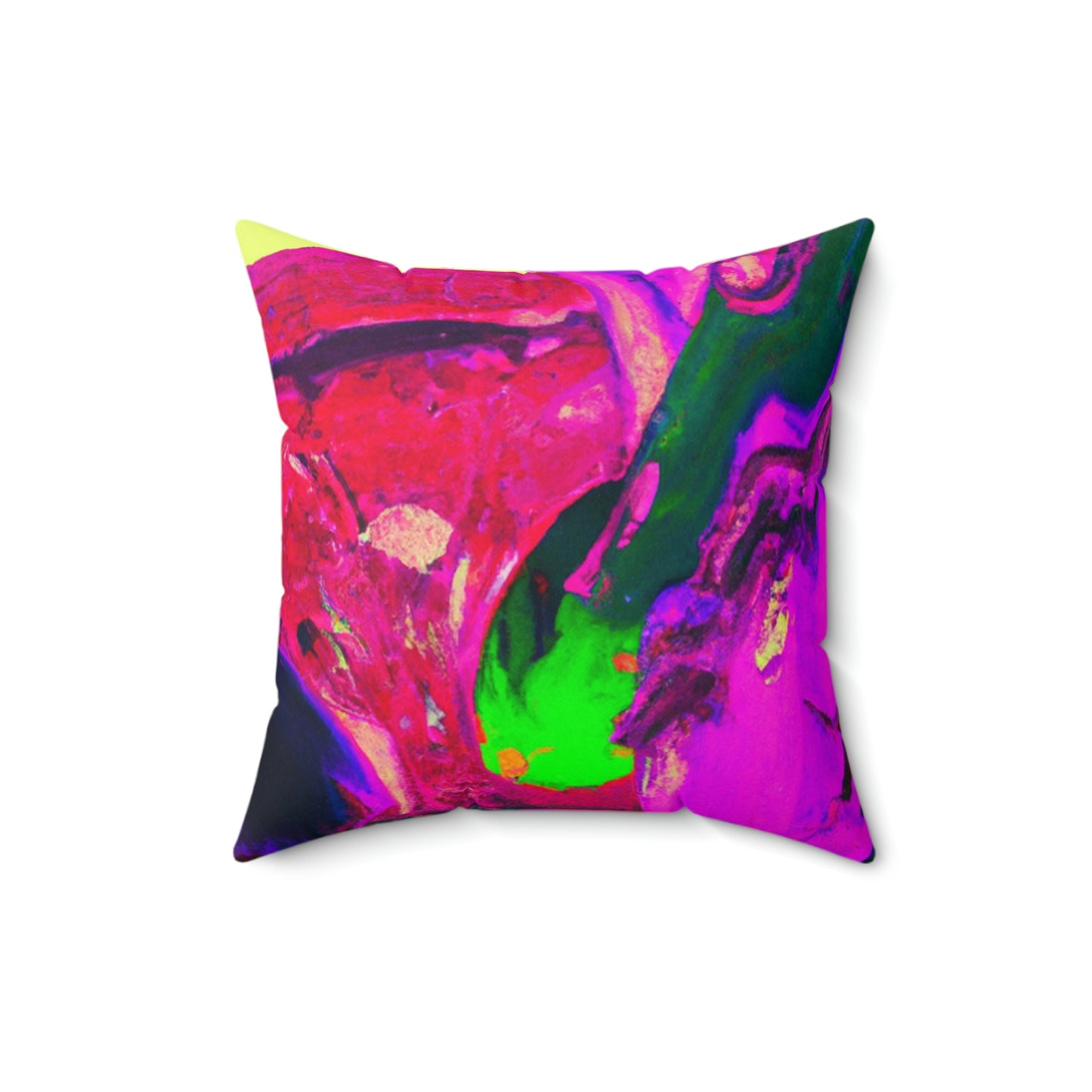 Mystical Madness: Crazy Colors in the Forgotten Cathedral - The Alien Square Pillow