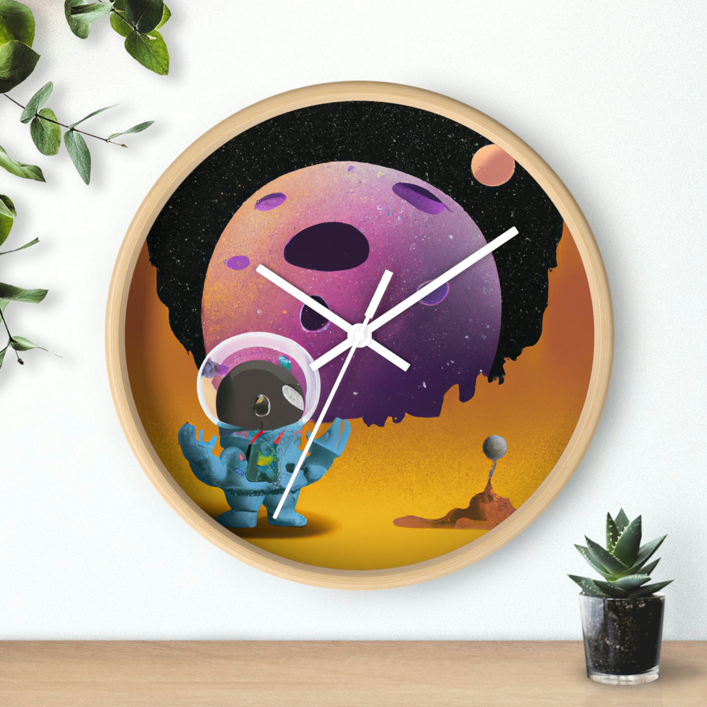 "Exploring the Unknown: The Adventures of a Space Captain and the Mysterious Planet" - The Alien Wall Clock