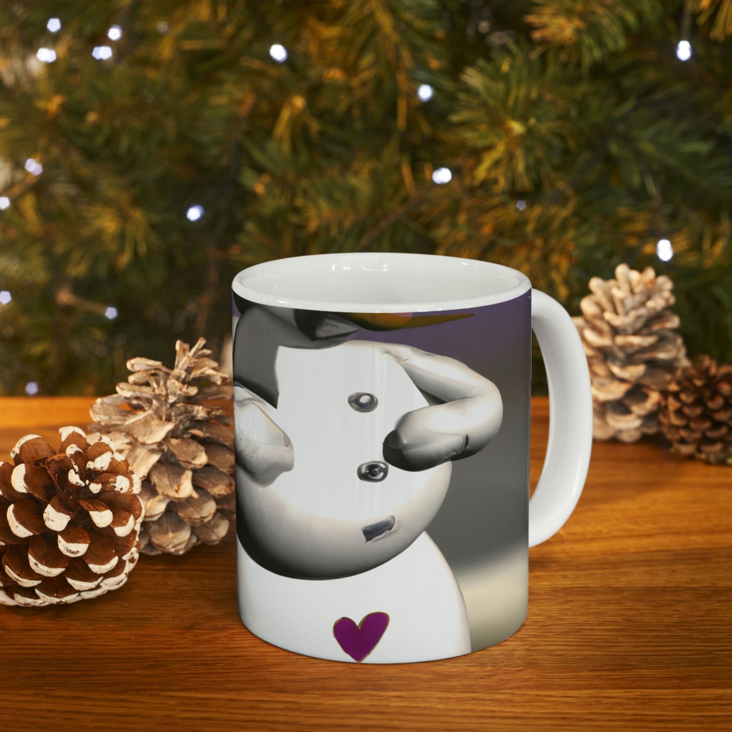 "Chilly But Hopeful: The Snowman's Quest For A Hug" - The Alien Ceramic Mug 11 oz