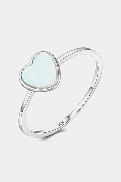 Opal Heart 925 Sterling Silver Ring