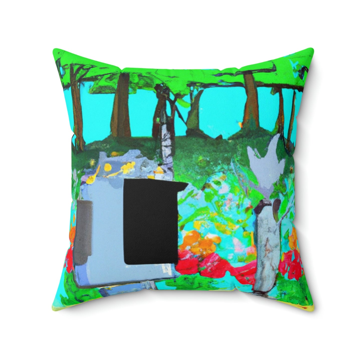 Robo Garden Wars - The Alien Square Pillow