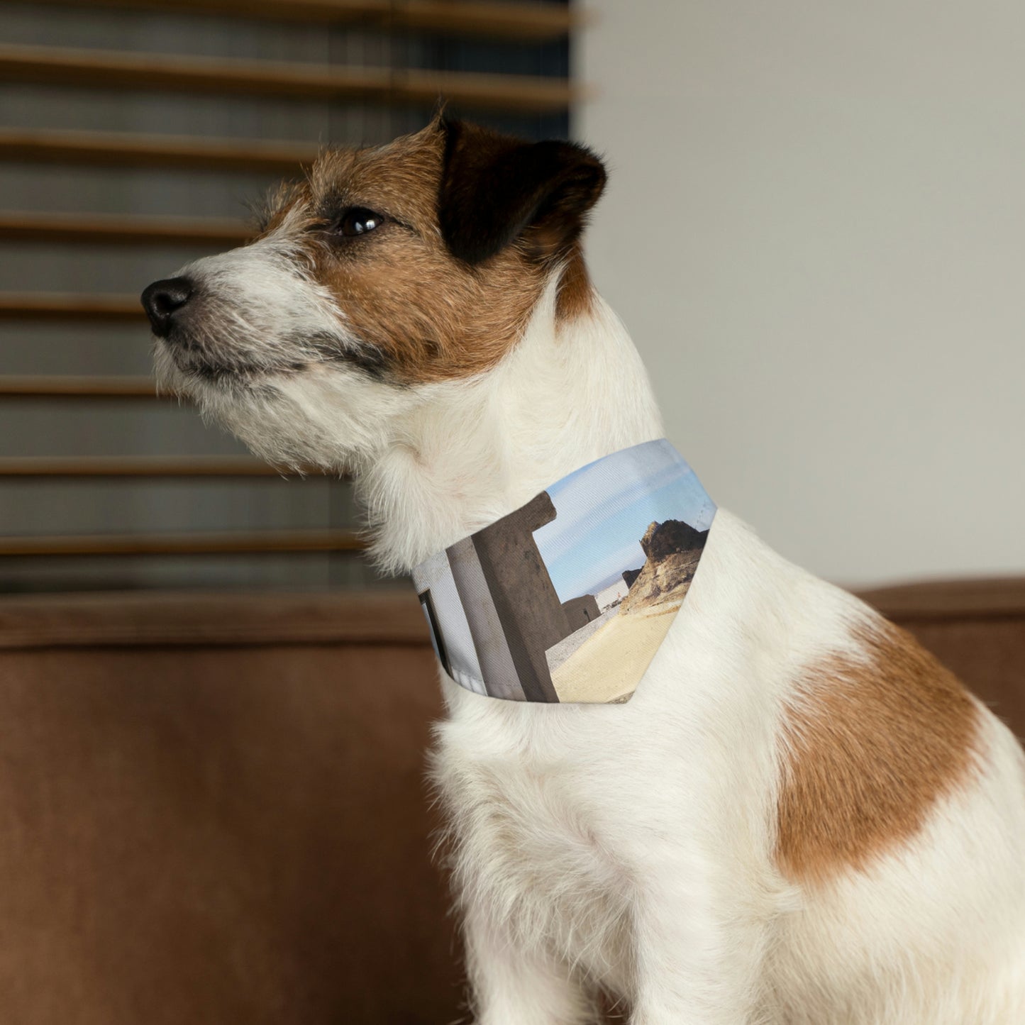 "Perdido en las arenas: Descubriendo el antiguo templo" - El collar de bandana para mascota alienígena