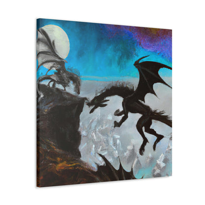 "Clash of Fire and Steel on the Moonlit Cliff" - The Alien Canva