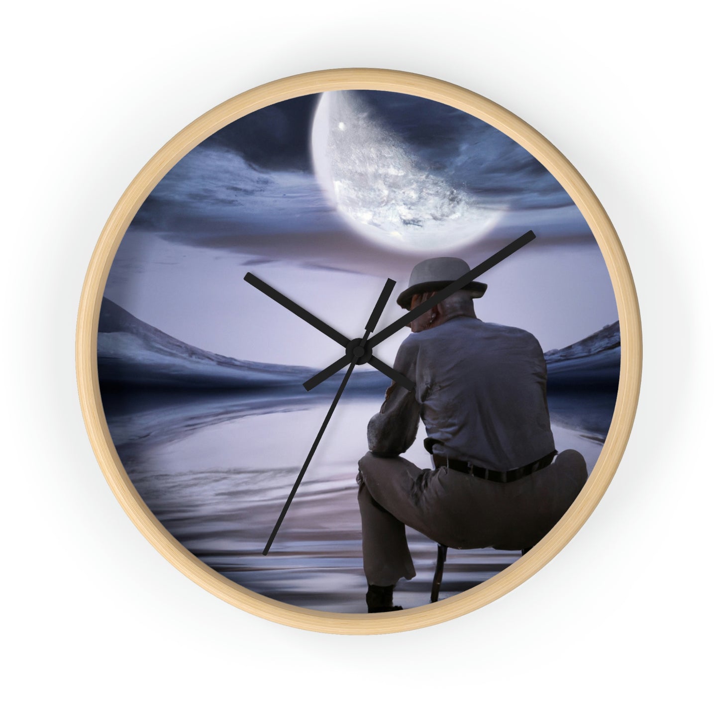 Moonlight Reflections on a Quiet Lake - The Alien Wall Clock