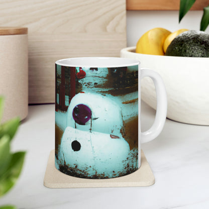 "Muñeco de nieve melancólico en un patio de recreo silencioso" - Taza de cerámica The Alien 11 oz