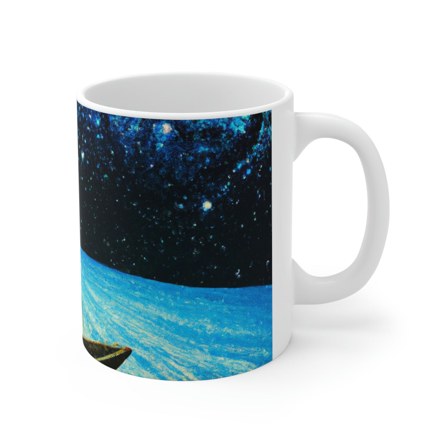 "Un viaje a la luz de las estrellas". - La Taza de Cerámica Alienígena 11 oz