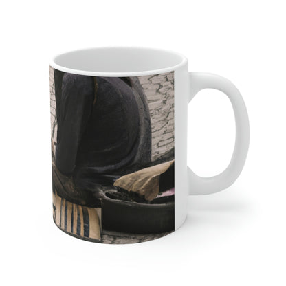 "Arte callejero solitario: una búsqueda de conexión" - Taza de cerámica The Alien 11 oz