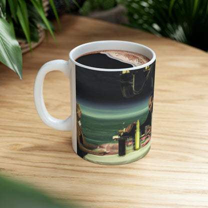 "A Beacon of Romance: An Intimate Candlelight Dinner in a Forgotten Lighthouse" - The Alien Ceramic Mug 11 oz