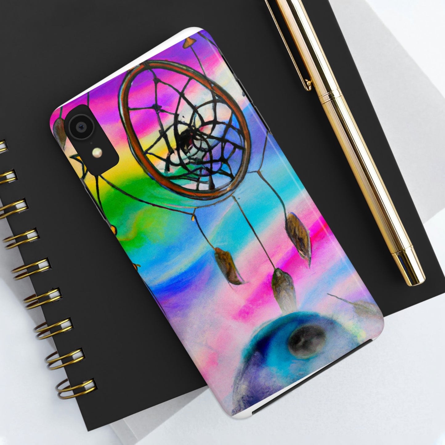 "A Galaxy of Dreams: A Colorful Dreamcatcher Captures Falling Stardust" - The Alien Tough Phone Cases