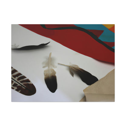 "Feathers and Fabric: A Story Unfolding Through an Unconventional Canvas" - Canvas